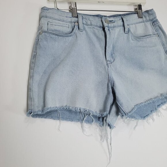 BLANK NYC Women Denim Shorts Size 30 The Fulton Raw Hem Y2K High Rise Light Wash - Picture 6 of 9